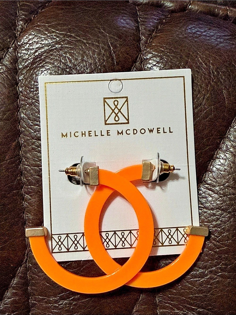 Michelle McDowell Large Acrylic Hoops Orange Acrylic Hoop Earrings NWT